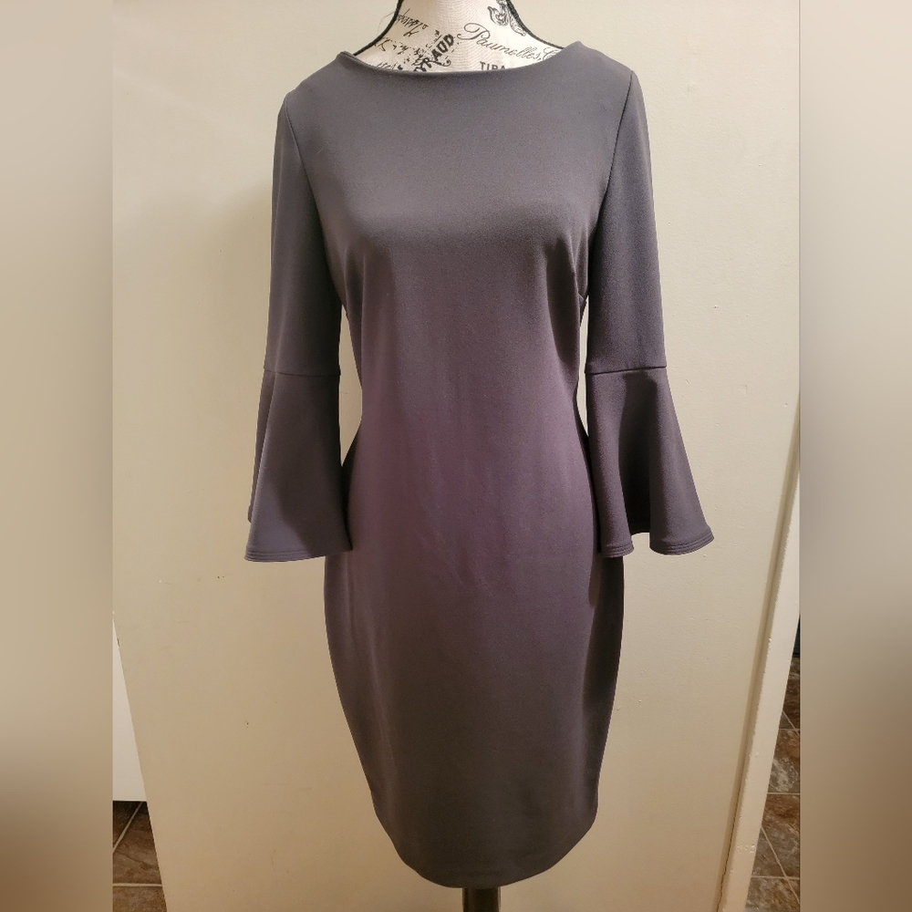 NWOT Calvin Klein stunning womans grey dress. Size 6.